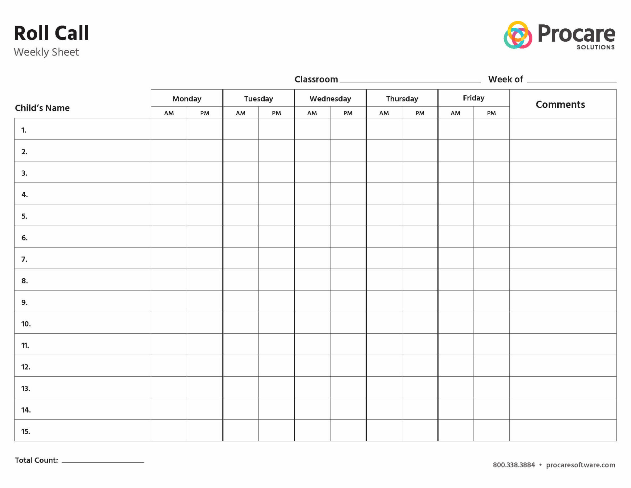 Roll Call/Attendance Sheets | Procare Solutions