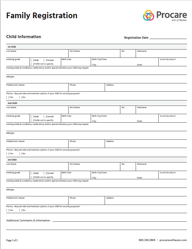 Printable Home Daycare Registration Forms - Printable Forms Free Online