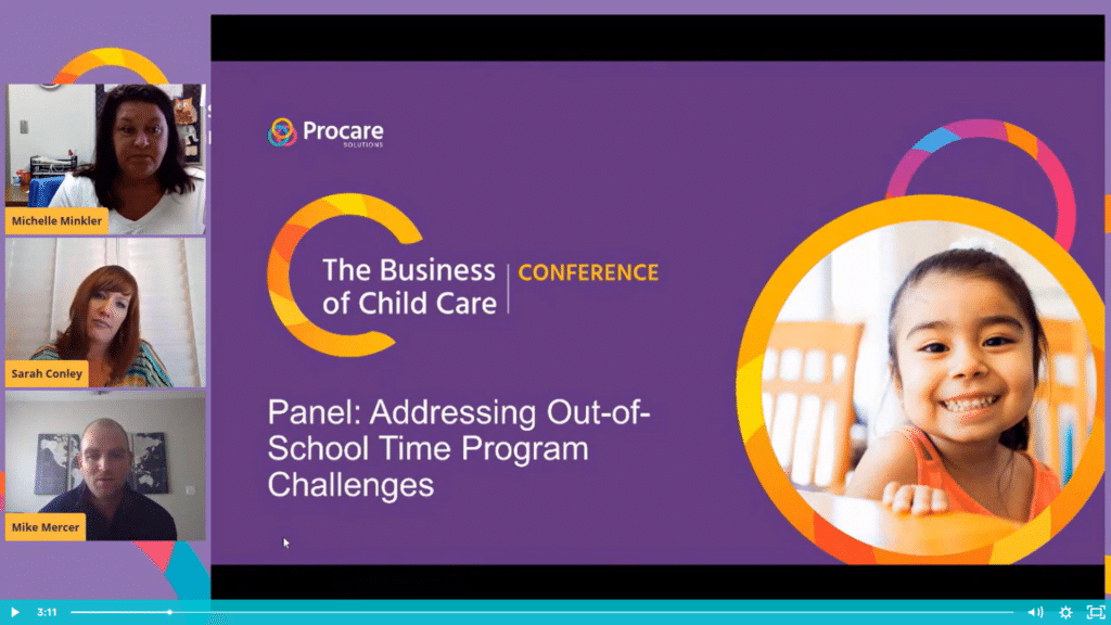 screenshot from the session, "Addressing Out-of-School Time Program Challenges" at The Business of Child Care conference.