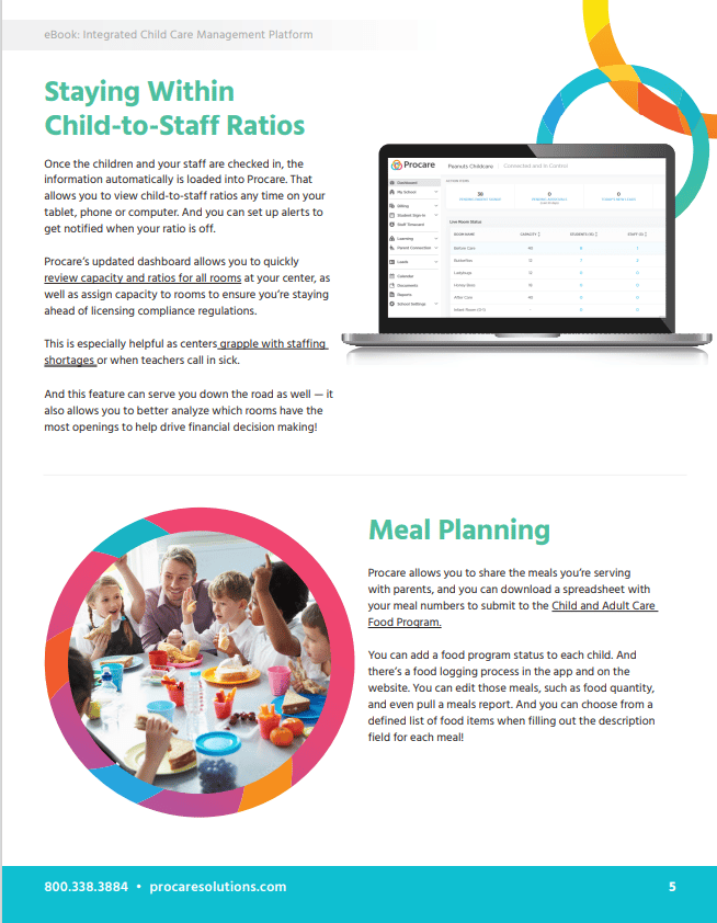 preview of ebook with headlines reading, "Staying Within Child-to-Staff Ratios" and "Meal Planning"