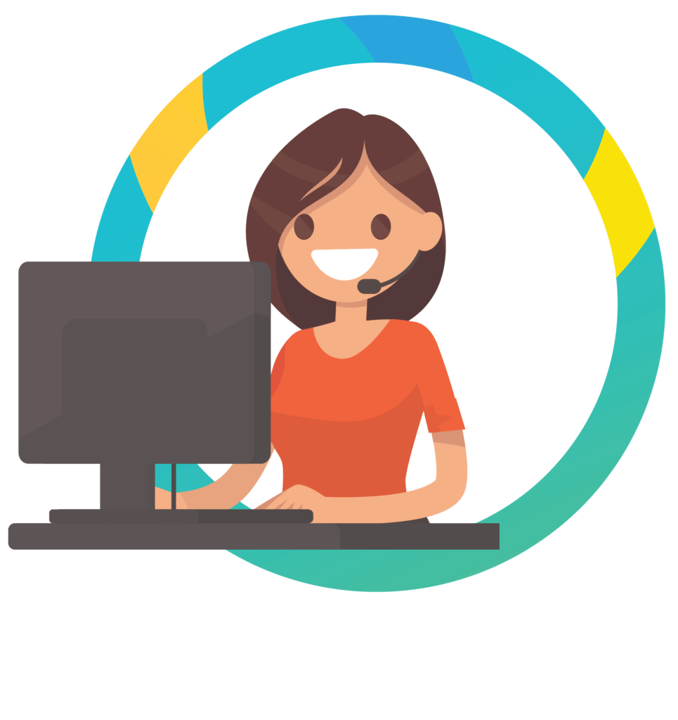 illustration of customer support agent at computer