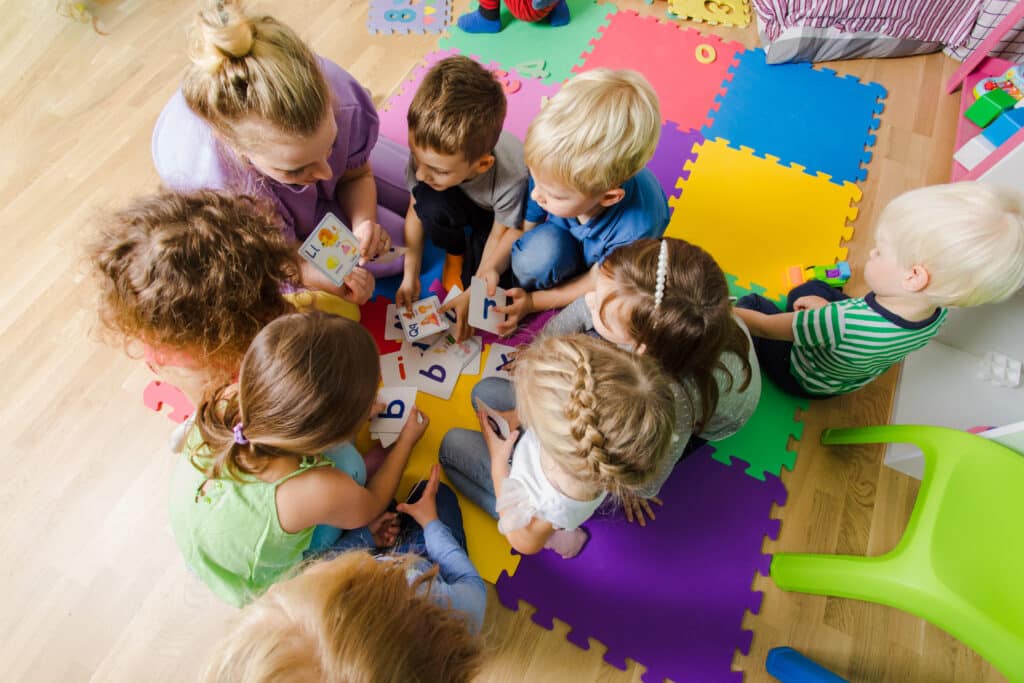 daycare students participate in circle time