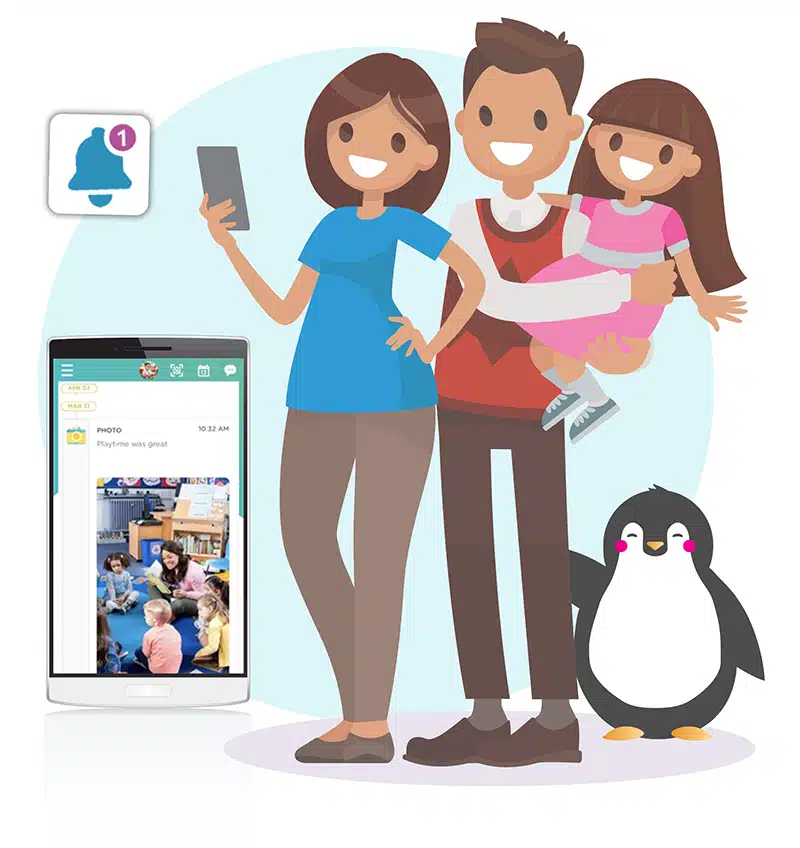 illustration of a parent using a teacher parent communication app