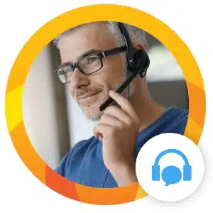 a Procare customer support agent wearing a headset on a call