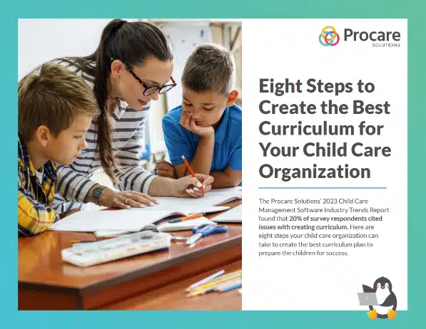 Cover of the "Eight Steps to Create the Best Curriculum for Your Child Care Organization" guide