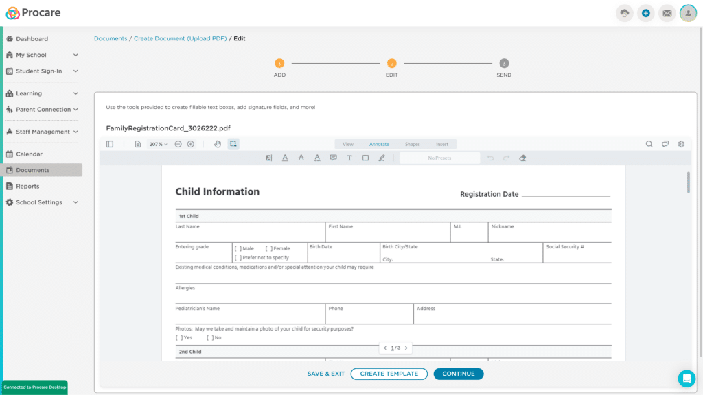 eDocuments digitizes child care registration forms