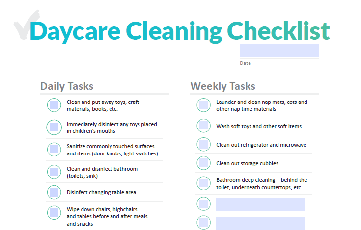 preview of the daycare cleaning checklist pdf