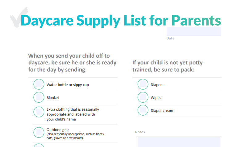 A preview of the daycare supply list for parents