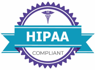 badge with "HIPAA COMPLIANT" written across it